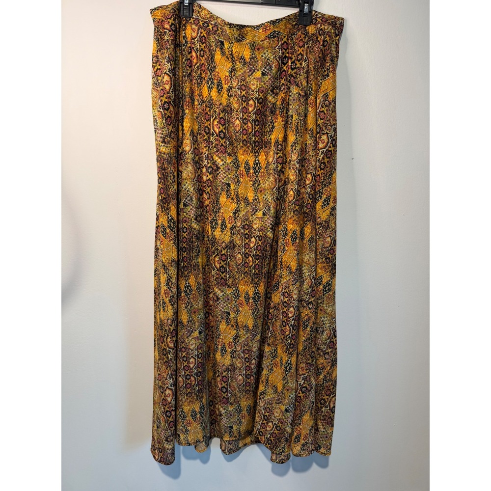 Lane Bryant Plus Size 18/20 Geometric Tribal Print Maxi Skirt Boho Yellow Black